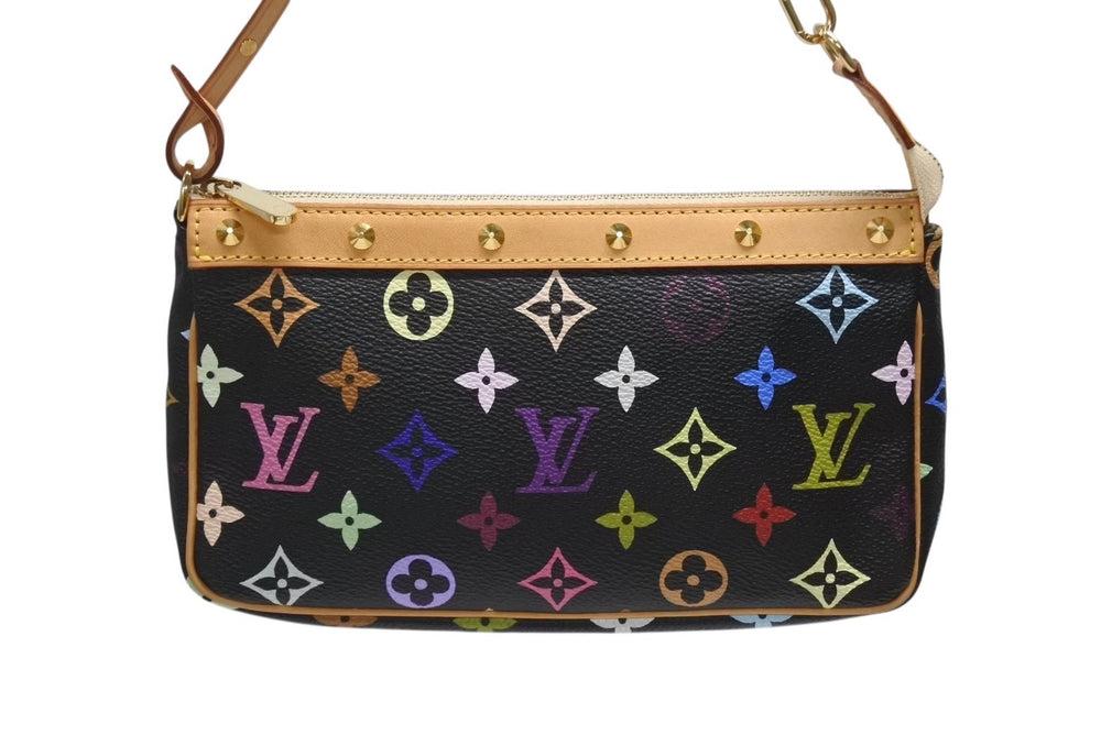 Like new LOUIS VUITTON Pochette Accessories Accessory Pouch M92648 Monogram Multicolor Black Used 4b006636