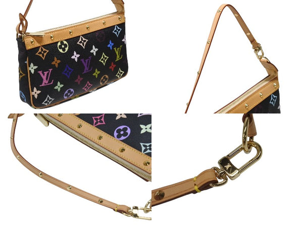 新品同様 LOUIS VUITTON ルイヴィトン ポシェットアクセソワール アクセサリーポーチ M92648 モノグラム マルチカラー ブラック 中古 4b006636