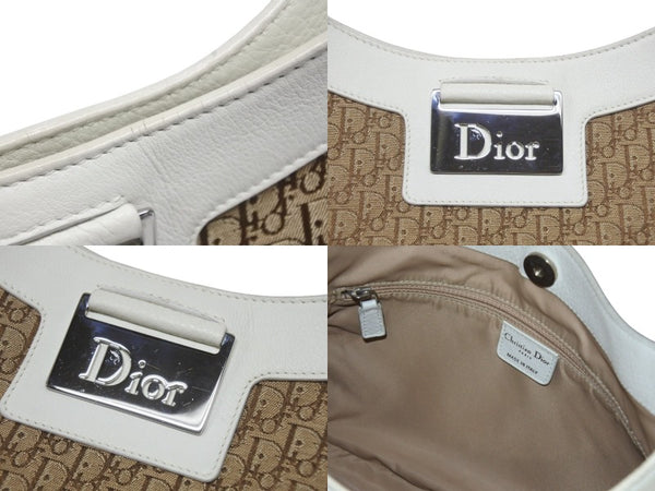 Christian Dior クリスチャンディオール ストリートシック トロッター ワンショルダーバッグ ブラウン ホワイト キャンバス 美品 中古 4b006638