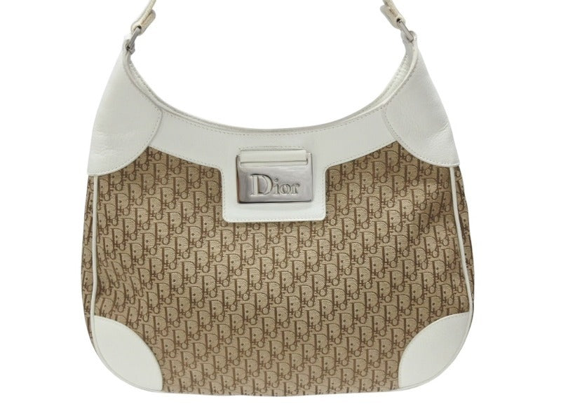 Christian Dior Street Chic Trotter One Shoulder Bag Brown White Canvas Good Condition Used 4b006638