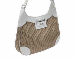 Christian Dior クリスチャンディオール ストリートシック トロッター ワンショルダーバッグ ブラウン ホワイト キャンバス 美品 中古 4b006638