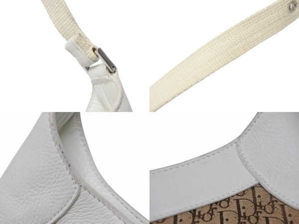 Christian Dior クリスチャンディオール ストリートシック トロッター ワンショルダーバッグ ブラウン ホワイト キャンバス 美品 中古 4b006638