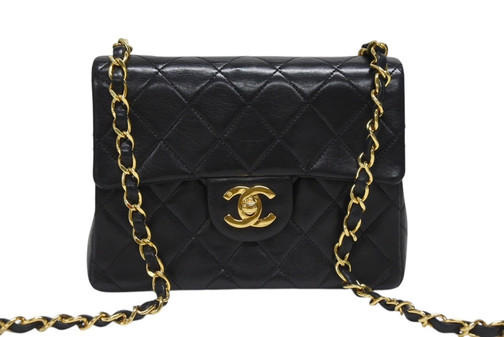 極美品 CHANEL シャネル ミニマトラッセ17 Sフラップ Sチェーンショルダーバッグ 1番台 ラムスキン ココマーク ブラック 中古 4b006639