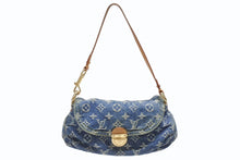 画像をギャラリービューアに読み込む, LOUIS VUITTON ルイヴィトン ミニプリーティ ワンショルダーバッグ M95050 モノグラム デニム レザー ゴールド金具 美品 中古 4b006648