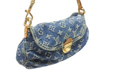画像をギャラリービューアに読み込む, LOUIS VUITTON ルイヴィトン ミニプリーティ ワンショルダーバッグ M95050 モノグラム デニム レザー ゴールド金具 美品 中古 4b006648