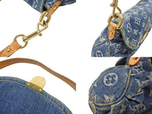 画像をギャラリービューアに読み込む, LOUIS VUITTON ルイヴィトン ミニプリーティ ワンショルダーバッグ M95050 モノグラム デニム レザー ゴールド金具 美品 中古 4b006648