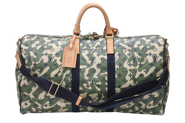 極美品 LOUIS VUITTON ルイヴィトン ×村上隆 キーポルバンドリエール55 モノグラムモフラージュ M95774 ゴールド金具 中古 4b006652