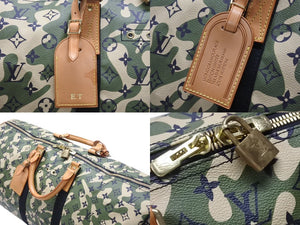 極美品 LOUIS VUITTON ルイヴィトン ×村上隆 キーポルバンドリエール55 モノグラムモフラージュ M95774 ゴールド金具 中古 4b006652