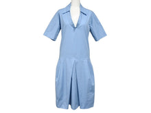 画像をギャラリービューアに読み込む, JIL SANDER ジルサンダー ロングワンピース JDG426AJG05161 サイズ32 ブルー コットン ポリウレタン 美品 中古 4b006663