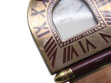 画像をギャラリービューアに読み込む, CARTIER カルティエ 折り畳み式 トラベル クロック A10 置き時計 357203697 フランス製 ワインレッド アンティークゴールド金具 美品 中古