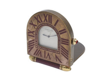 画像をギャラリービューアに読み込む, CARTIER カルティエ 折り畳み式 トラベル クロック A10 置き時計 357203697 フランス製 ワインレッド アンティークゴールド金具 美品 中古