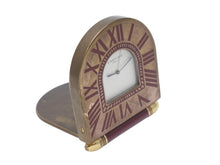 画像をギャラリービューアに読み込む, CARTIER カルティエ 折り畳み式 トラベル クロック A10 置き時計 357203697 フランス製 ワインレッド アンティークゴールド金具 美品 中古