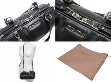 Load image into Gallery viewer, MIUMIU ミュウミュウ 2WAY ショルダーバッグ ハンドバッグ レザー ブラック シルバー金具 美品 中古 4b006708