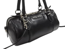 Load image into Gallery viewer, MIUMIU ミュウミュウ 2WAY ショルダーバッグ ハンドバッグ レザー ブラック シルバー金具 美品 中古 4b006708