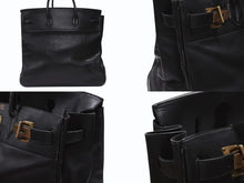 画像をギャラリービューアに読み込む, HERMES エルメス ハンドバッグ バーキン オータクロア45 アルデンヌ ブラック ブロンズ金具 ○S刻印 美品 中古 4b006713