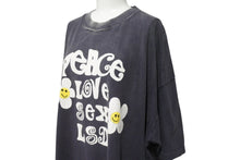 画像をギャラリービューアに読み込む, READY MADE レディメイド PEACE ピース 両面プリント ダメージ加工 半袖Tシャツ RE-CO-BK-00-00-280 ブラック サイズXXL 美品 中古 4b006720