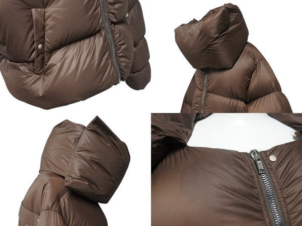 極美品 RICK OWENS リックオウエンス Funnel Neck Padded Jacket ファンネルネック ダウンジャケット YZERR着用 ブラウン サイズ48 中古 4b005879