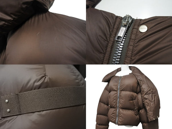 極美品 RICK OWENS リックオウエンス Funnel Neck Padded Jacket ファンネルネック ダウンジャケット YZERR着用 ブラウン サイズ48 中古 4b005879