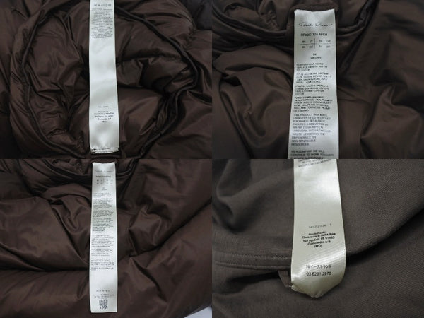 極美品 RICK OWENS リックオウエンス Funnel Neck Padded Jacket ファンネルネック ダウンジャケット YZERR着用 ブラウン サイズ48 中古 4b005879