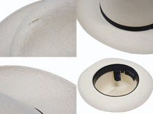 画像をギャラリービューアに読み込む, KIJIMA TAKAYUKI キジマタカユキ ハット S-181202 ホワイト ブラック シルク レザー Panama hat plant サイズ2 美品 中古 4b006739