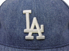 画像をギャラリービューアに読み込む, NEW ERA ニューエラ LA ロサンゼルスドジャース キャップ 帽子 デニム ポリエステル ブルー サイズ7 3/8 (58.7cm) 美品 中古 4b006740