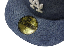 画像をギャラリービューアに読み込む, NEW ERA ニューエラ LA ロサンゼルスドジャース キャップ 帽子 デニム ポリエステル ブルー サイズ7 3/8 (58.7cm) 美品 中古 4b006740