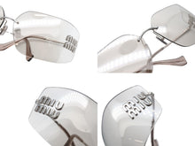 Load image into Gallery viewer, 極美品 MIUMIU ミュウミュウ 夜明けのサングラス SMU54Y サイズ80□14 110 リムレス シールド グレー シルバー ロゴ金具 中古 4b006758