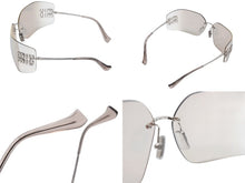 Load image into Gallery viewer, 極美品 MIUMIU ミュウミュウ 夜明けのサングラス SMU54Y サイズ80□14 110 リムレス シールド グレー シルバー ロゴ金具 中古 4b006758