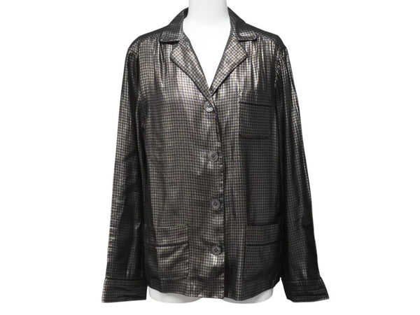 MARC JACOBS マークジェイコブス 13FW メタリックチェックパジャマシャツ W21316630 千鳥格子 シルク サイズ4 美品 中古 4b006764