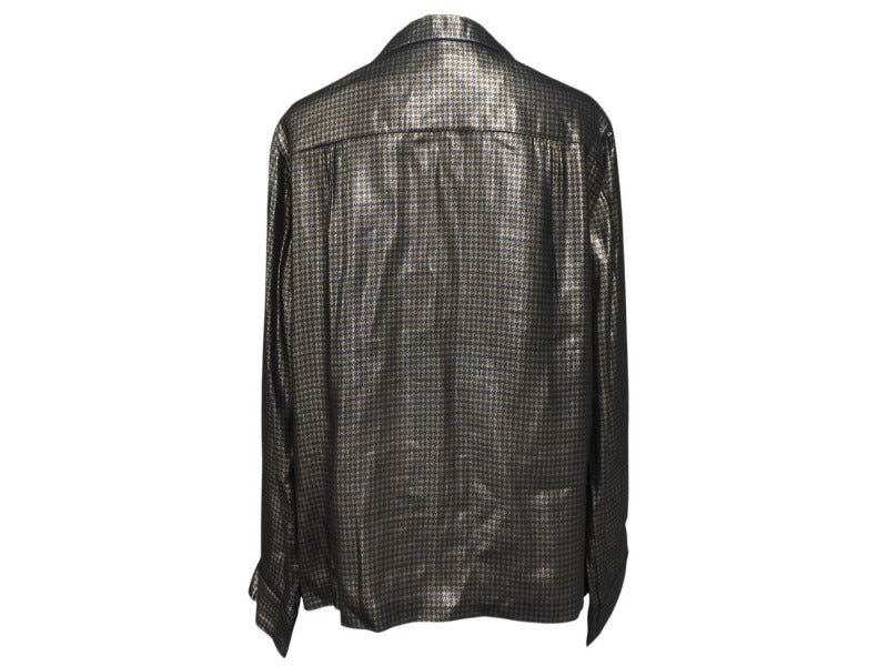 MARC JACOBS 13FW Metallic Check Pajama Shirt W21316630 Houndstooth silk, size 4, excellent condition, pre-owned. (4b006764)