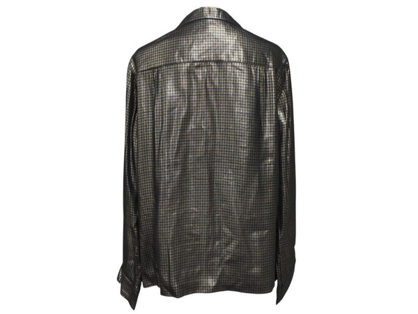 MARC JACOBS マークジェイコブス 13FW メタリックチェックパジャマシャツ W21316630 千鳥格子 シルク サイズ4 美品 中古 4b006764