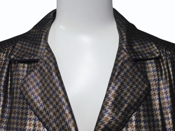 MARC JACOBS マークジェイコブス 13FW メタリックチェックパジャマシャツ W21316630 千鳥格子 シルク サイズ4 美品 中古 4b006764