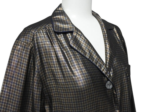 MARC JACOBS マークジェイコブス 13FW メタリックチェックパジャマシャツ W21316630 千鳥格子 シルク サイズ4 美品 中古 4b006764