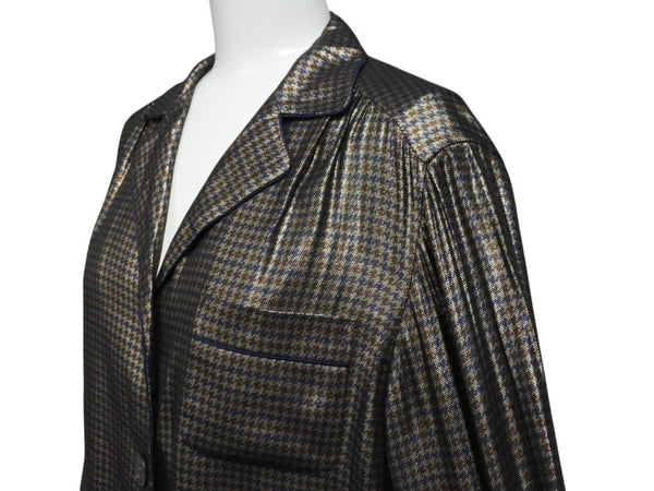 MARC JACOBS マークジェイコブス 13FW メタリックチェックパジャマシャツ W21316630 千鳥格子 シルク サイズ4 美品 中古 4b006764