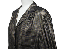 画像をギャラリービューアに読み込む, MARC JACOBS マークジェイコブス 13FW メタリックチェックパジャマシャツ W21316630 千鳥格子 シルク サイズ4 美品 中古 4b006764