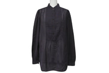 Load image into Gallery viewer, MIUMIU ミュウミュウ 長袖ノーカラーシャツ ETB2340 サイズ44 シェルボタン ウール ナイロン チャコール系 美品 中古 4b006767
