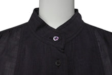 Load image into Gallery viewer, MIUMIU ミュウミュウ 長袖ノーカラーシャツ ETB2340 サイズ44 シェルボタン ウール ナイロン チャコール系 美品 中古 4b006767