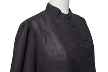 Load image into Gallery viewer, MIUMIU ミュウミュウ 長袖ノーカラーシャツ ETB2340 サイズ44 シェルボタン ウール ナイロン チャコール系 美品 中古 4b006767