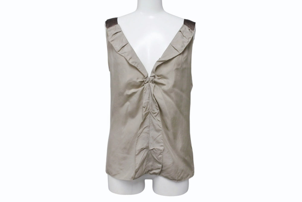 MIUMIU ミュウミュウ 06SS ノースリーブ チュニック トップス MT572 HAO シルク ベージュ ブラウン サイズ42 美品 中古 4b006768