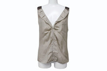 Load image into Gallery viewer, MIUMIU ミュウミュウ 06SS ノースリーブ チュニック トップス MT572 HAO シルク ベージュ ブラウン サイズ42 美品 中古 4b006768