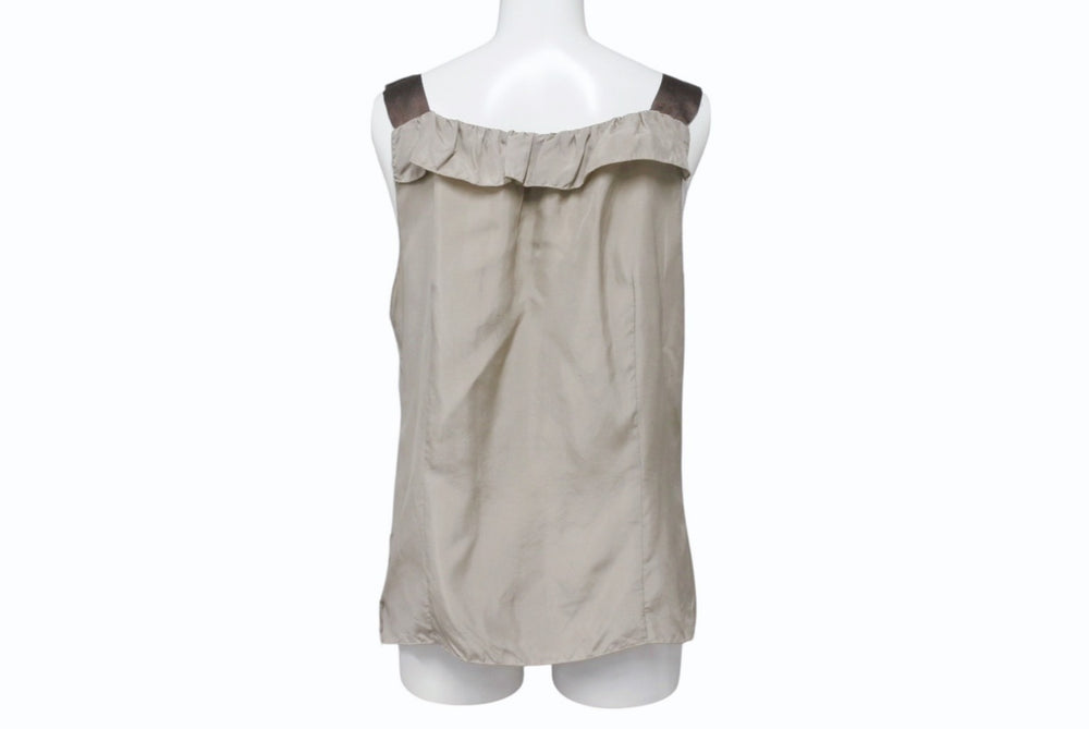MIUMIU ミュウミュウ 06SS ノースリーブ チュニック トップス MT572 HAO シルク ベージュ ブラウン サイズ42 美品 中古 4b006768