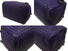 画像をギャラリービューアに読み込む, 極美品 BOTTEGA VENETA ボッテガヴェネタ イントレチャート 2WAY ミニ ボストンバッグ パープル ブルー 中古 4b006804