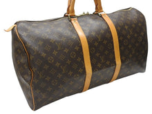 画像をギャラリービューアに読み込む, LOUIS VUITTON ルイヴィトン キーポル55 ボストンバッグ M41424 モノグラム PVC ヌメ革 ブラウン 美品 中古 4b006812