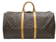 画像をギャラリービューアに読み込む, LOUIS VUITTON ルイヴィトン キーポル55 ボストンバッグ M41424 モノグラム PVC ヌメ革 ブラウン 美品 中古 4b006813