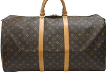 画像をギャラリービューアに読み込む, LOUIS VUITTON ルイヴィトン キーポル55 ボストンバッグ M41424 モノグラム PVC ヌメ革 ブラウン 美品 中古 4b006813