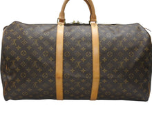 画像をギャラリービューアに読み込む, LOUIS VUITTON ルイヴィトン キーポル55 ボストンバッグ M41424 モノグラム PVC ヌメ革 ブラウン 美品 中古 4b006813
