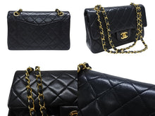 画像をギャラリービューアに読み込む, 極美品 CHANEL シャネル マトラッセ23 Wフラップ Wチェーンショルダーバッグ 1番台 ラムスキン ココマーク ブラック ゴールド金具 中古 4b006825
