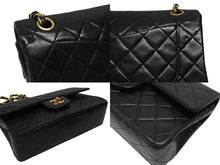 画像をギャラリービューアに読み込む, 極美品 CHANEL シャネル マトラッセ23 Wフラップ Wチェーンショルダーバッグ 1番台 ラムスキン ココマーク ブラック ゴールド金具 中古 4b006825