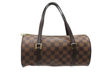 Load image into Gallery viewer, LOUIS VUITTON ルイヴィトン ダミエ エベヌ パピヨンPM ハンドバッグ N51304 筒型 ドラム型 ブラウン ゴールド金具 美品 中古 4b006833