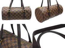 Load image into Gallery viewer, LOUIS VUITTON ルイヴィトン ダミエ エベヌ パピヨンPM ハンドバッグ N51304 筒型 ドラム型 ブラウン ゴールド金具 美品 中古 4b006833